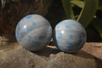 Polished Blue Spotted Spinel Quartz Spheres x 2 From Madagascar - Toprock Gemstones and Minerals 