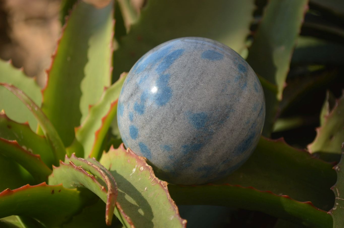 Polished Blue Spotted Spinel Quartz Spheres x 2 From Madagascar - Toprock Gemstones and Minerals 