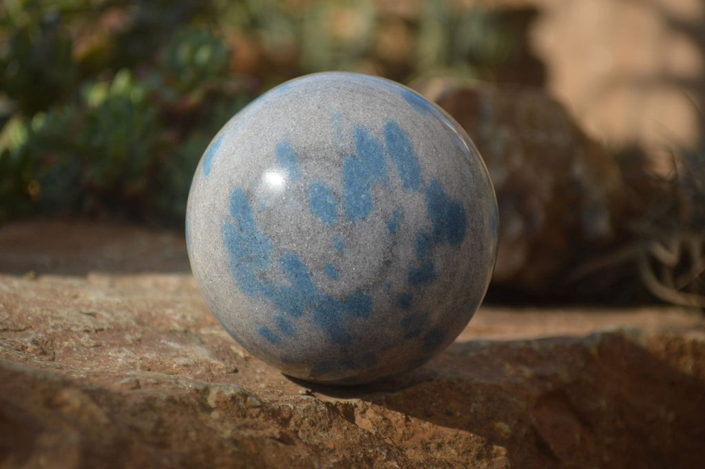 Polished Blue Spotted Spinel Quartz Spheres x 2 From Madagascar - Toprock Gemstones and Minerals 