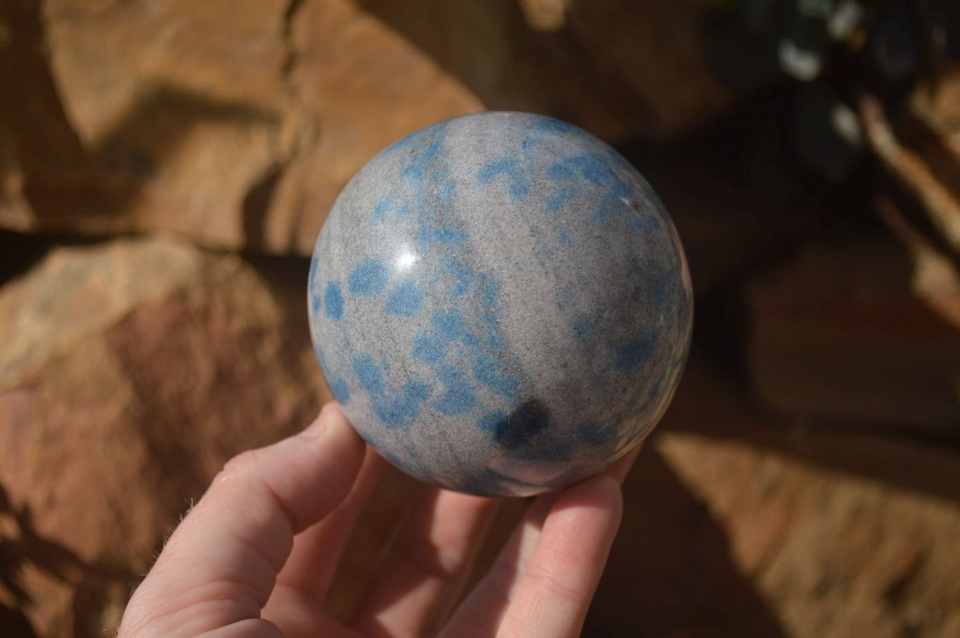 Polished Blue Spotted Spinel Quartz Spheres x 2 From Madagascar - Toprock Gemstones and Minerals 