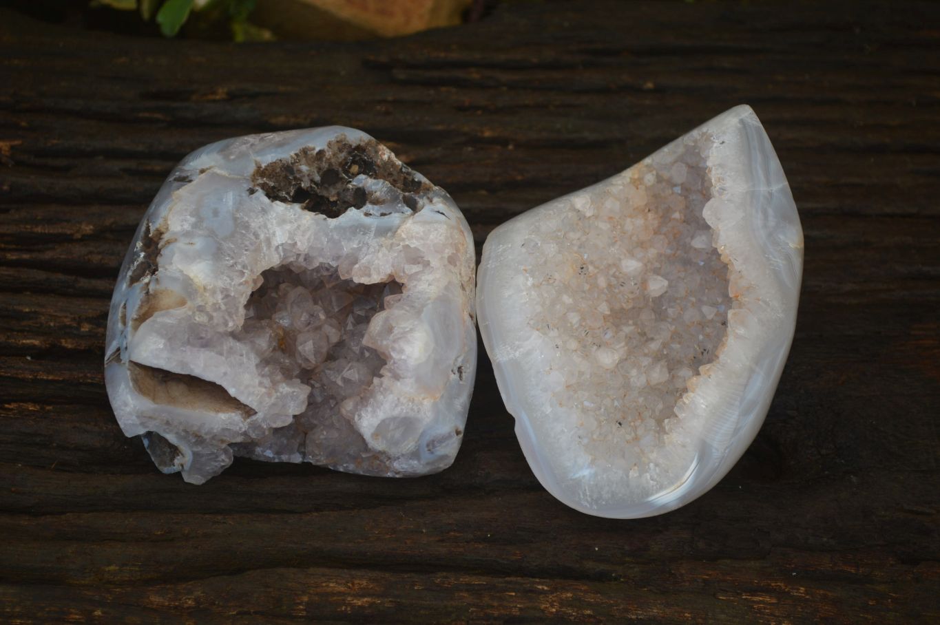 Polished Crystal Centred Agate Free Forms  x 2 From Madagascar - Toprock Gemstones and Minerals 