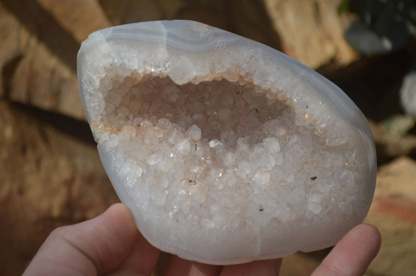 Polished Crystal Centred Agate Free Forms  x 2 From Madagascar - Toprock Gemstones and Minerals 