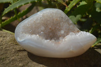 Polished Crystal Centred Agate Free Forms  x 2 From Madagascar