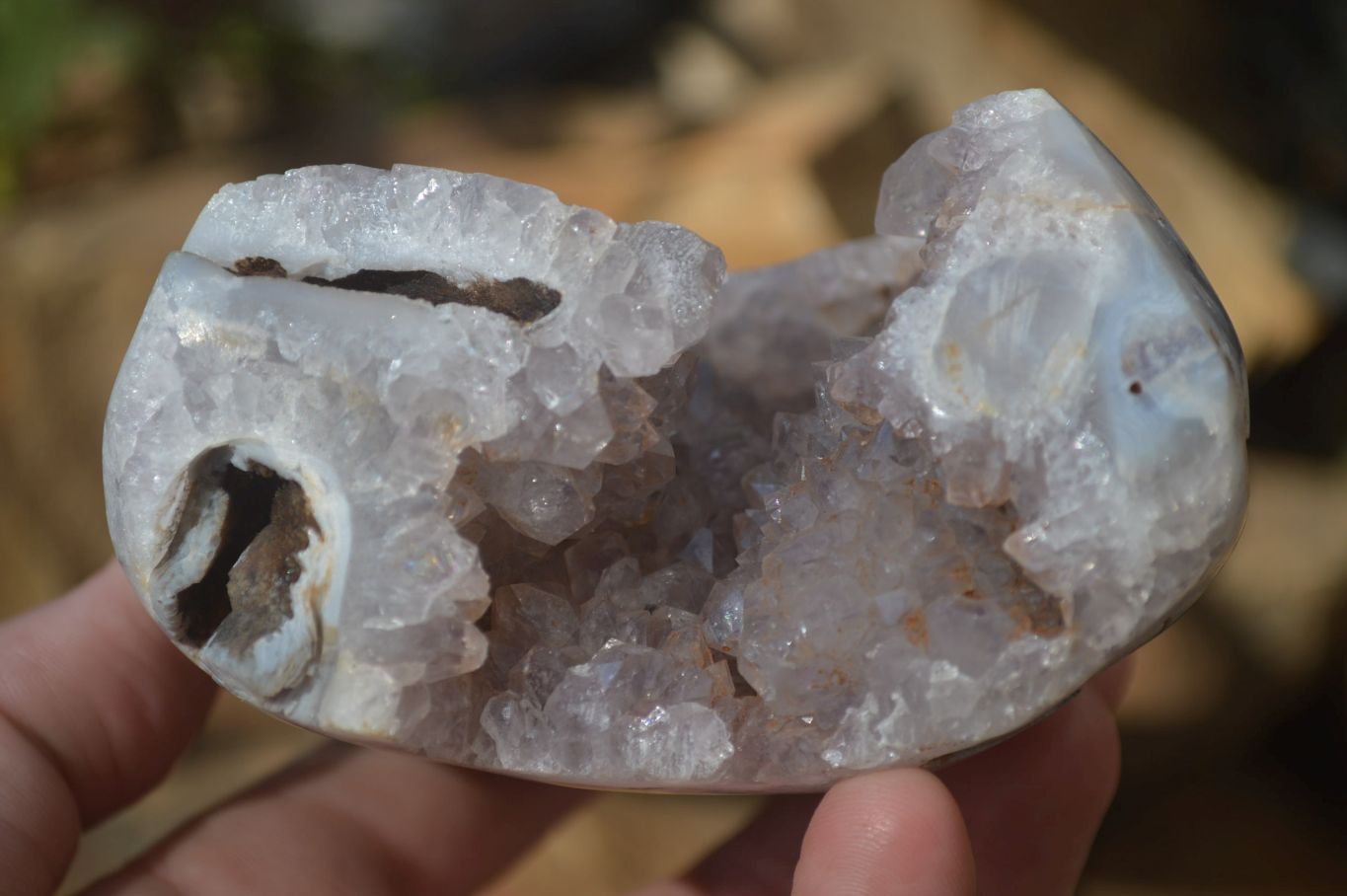 Polished Crystal Centred Agate Free Forms  x 2 From Madagascar - Toprock Gemstones and Minerals 