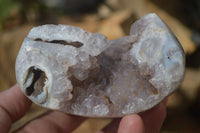 Polished Crystal Centred Agate Free Forms  x 2 From Madagascar
