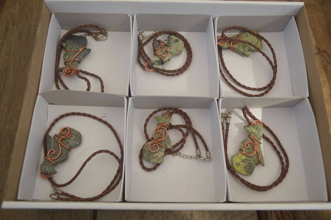 Polished Copper Wire Wrapped Leopard stone Eagle Pendants  x 6 From Zimbabwe - Toprock Gemstones and Minerals 