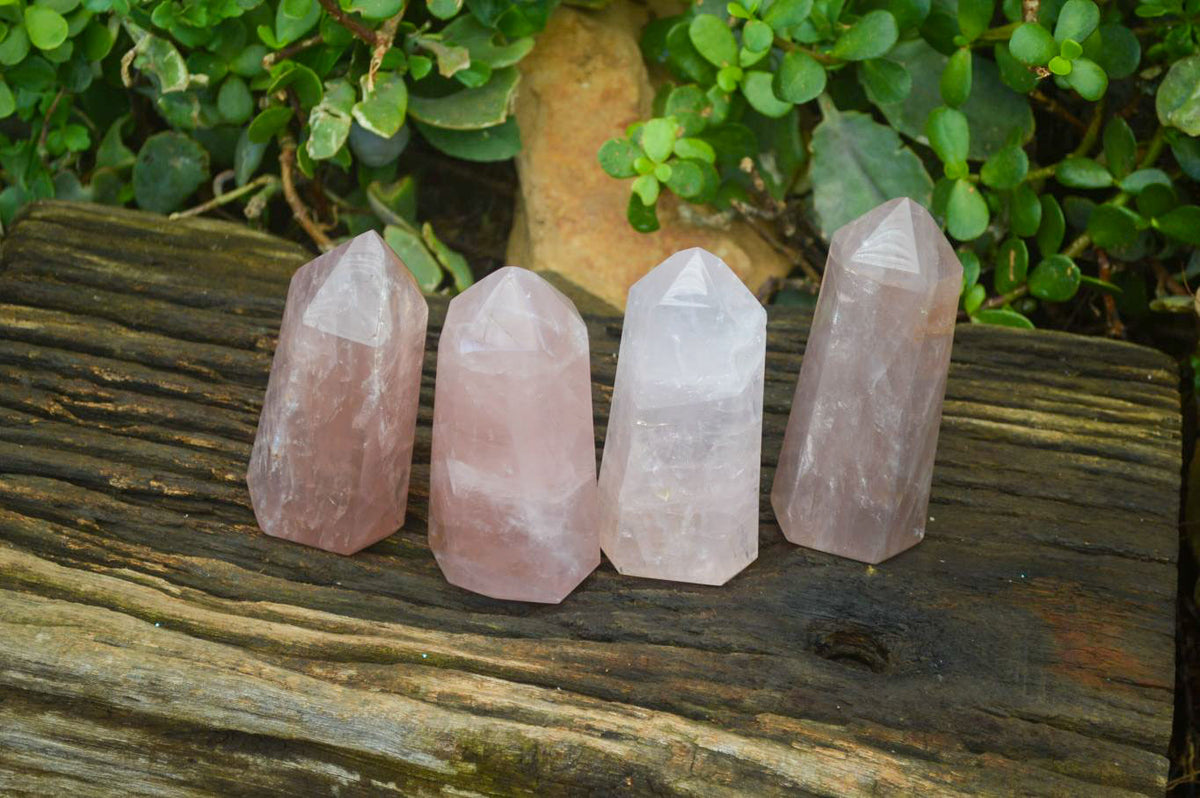 Polished Gemmy Rose Quartz Points x 4 From Madagascar - Toprock Gemstones and Minerals 