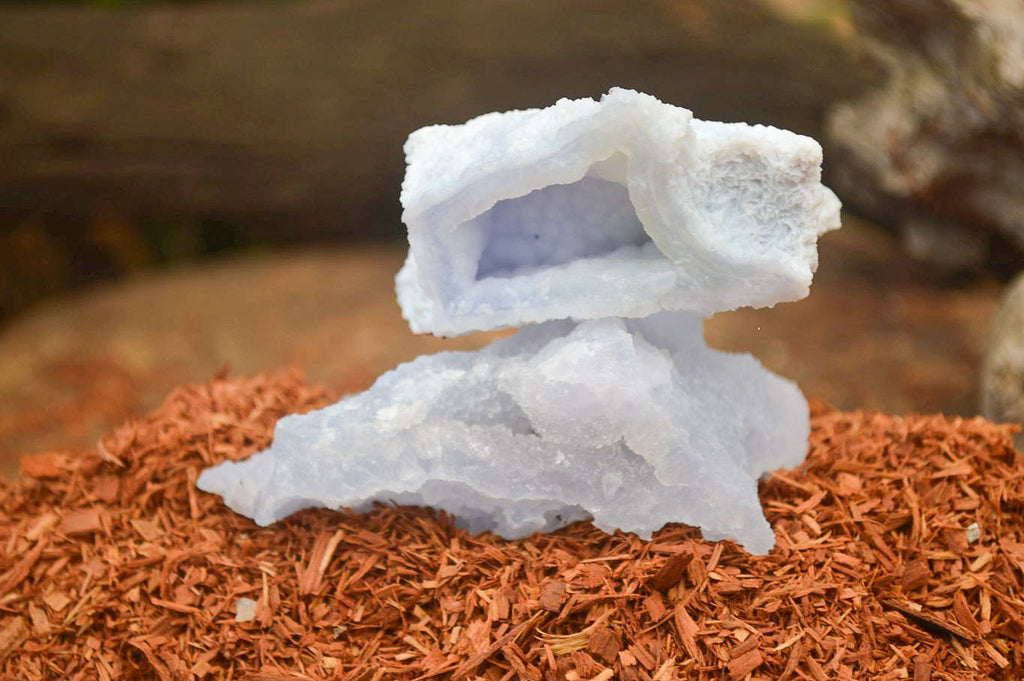 Natural Etched Blue Chalcedony Specimens  x 12 From Nsanje, Malawi - Toprock Gemstones and Minerals 