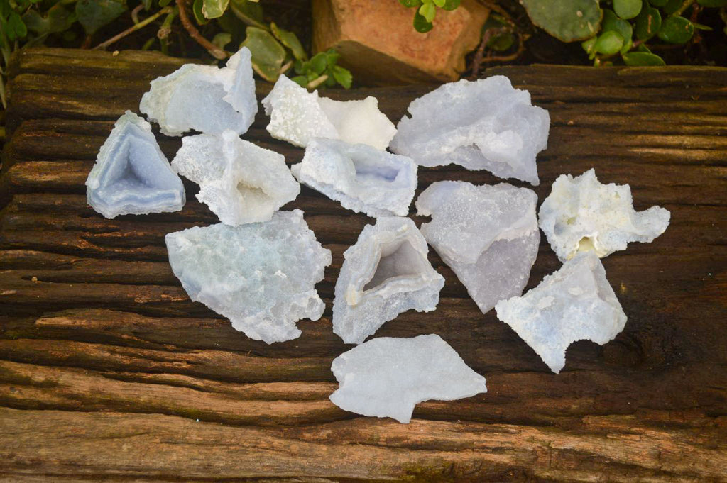Natural Etched Blue Chalcedony Specimens  x 12 From Nsanje, Malawi - Toprock Gemstones and Minerals 