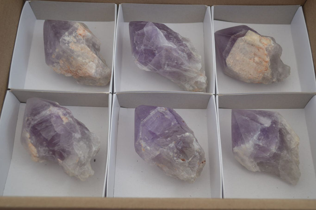 Polished Jacaranda Amethyst Crystals x 6 From Mumbwe, Zambia - Toprock Gemstones and Minerals 