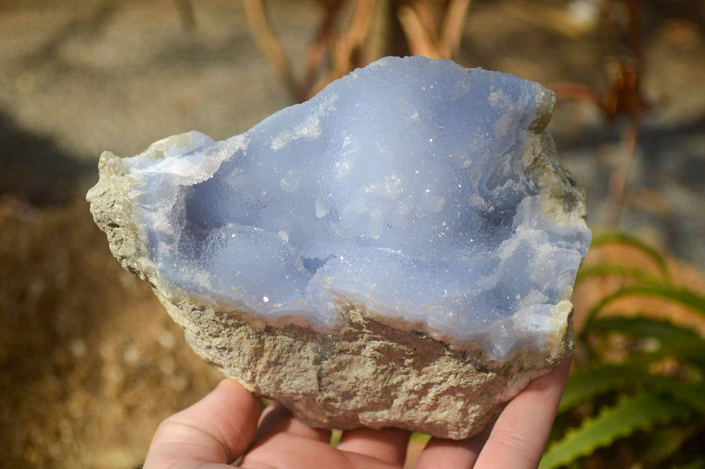 Natural Blue Lace Agate Geode Specimens  x 3 From Nsanje, Malawi - Toprock Gemstones and Minerals 