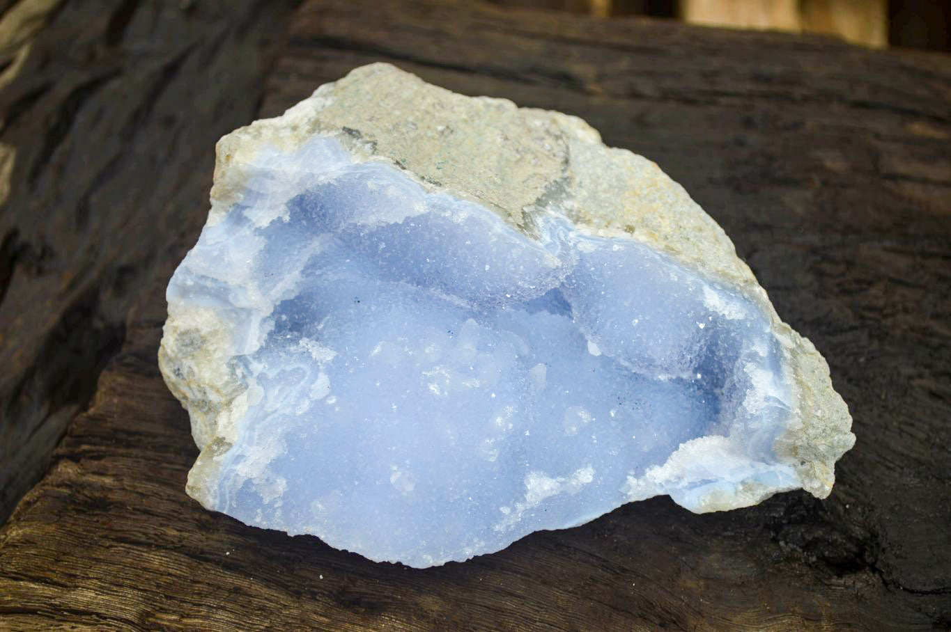 Natural Blue Lace Agate Geode Specimens  x 3 From Nsanje, Malawi - Toprock Gemstones and Minerals 