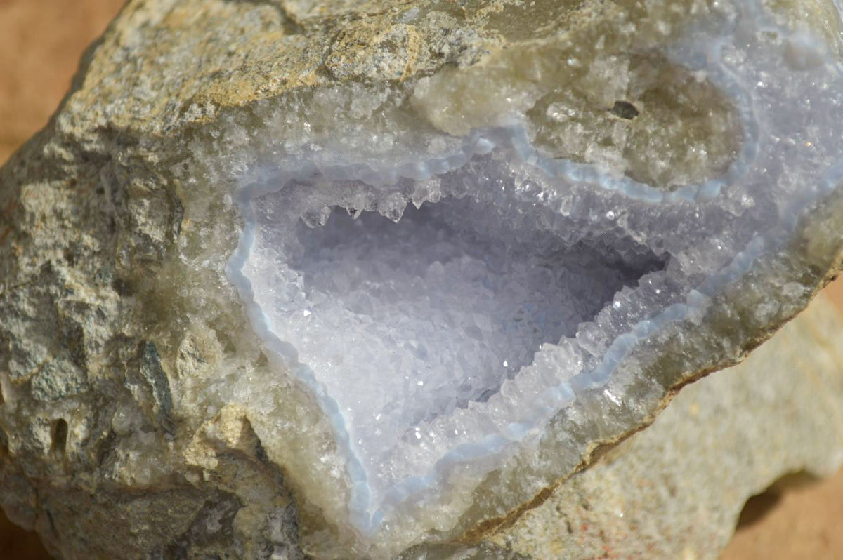 Natural Blue Lace Agate Geode Specimens  x 3 From Nsanje, Malawi - Toprock Gemstones and Minerals 