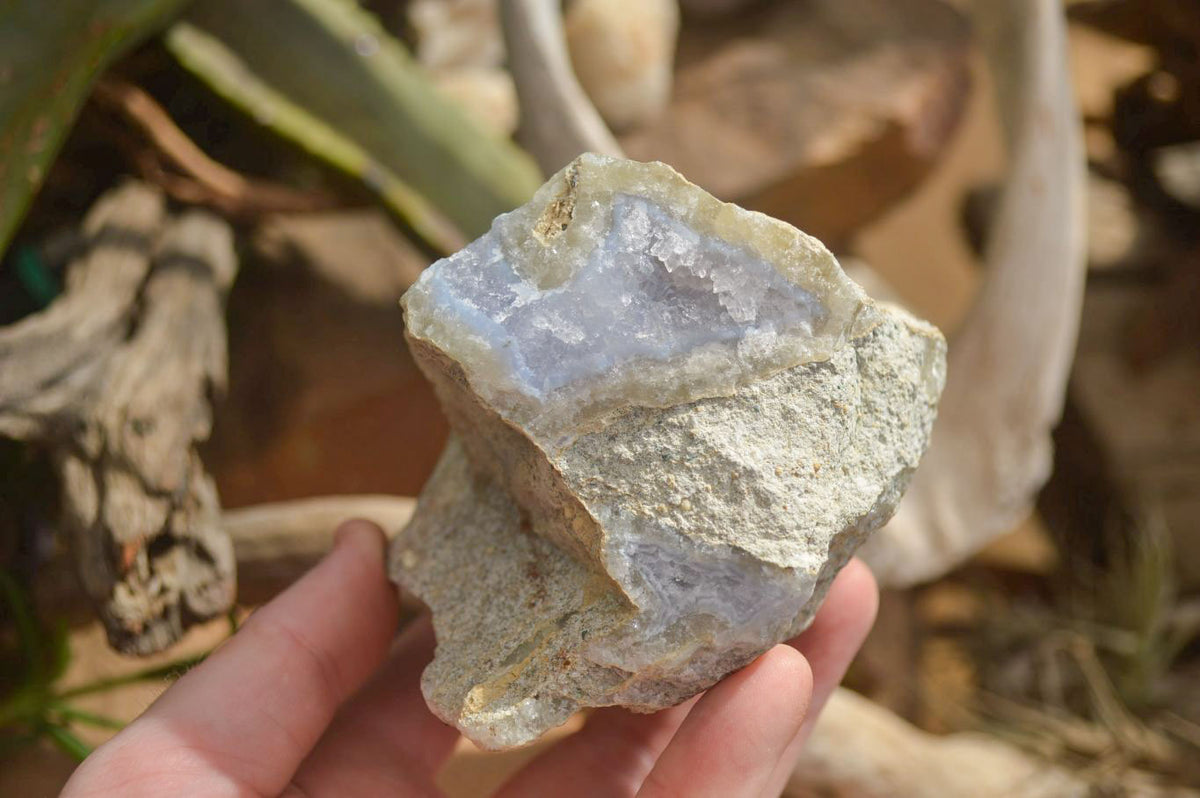 Natural Blue Lace Agate Geode Specimens  x 3 From Nsanje, Malawi - Toprock Gemstones and Minerals 