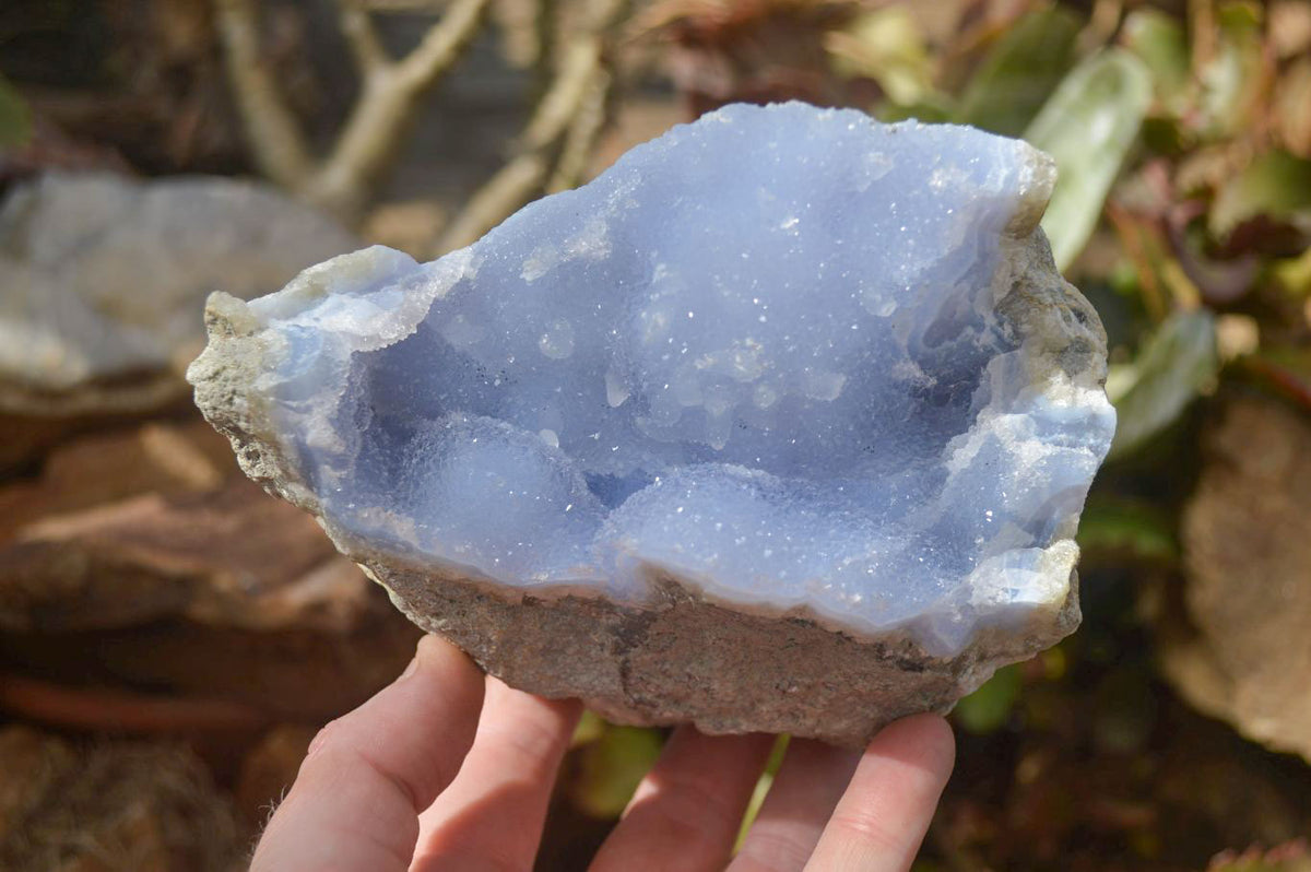 Natural Blue Lace Agate Geode Specimens  x 3 From Nsanje, Malawi - Toprock Gemstones and Minerals 