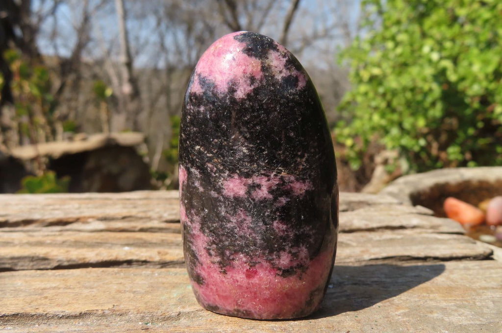 Polished Rhodonite Standing Free Forms x 6 From Ambindavato, Madagascar - Toprock Gemstones and Minerals 