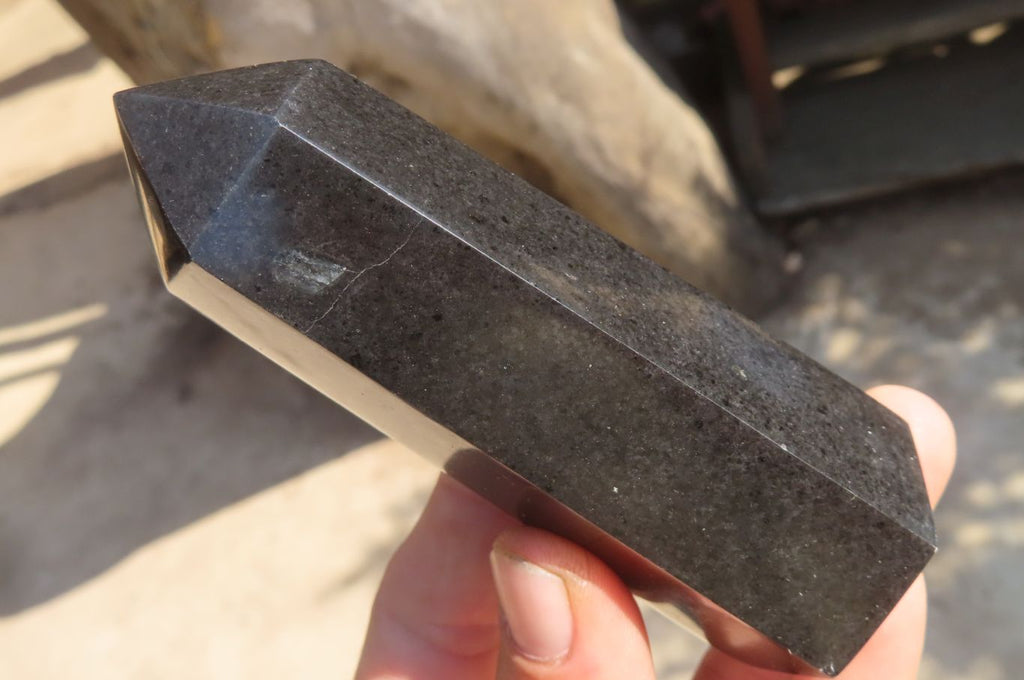 Polished Black Basalt Points  x 6 From Antsirabe, Madagascar - Toprock Gemstones and Minerals 