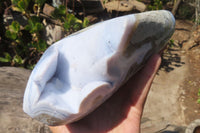 Polished Blue Lace Agate Standing Free Form x 1 From Nsanje, Malawi - Toprock Gemstones and Minerals 