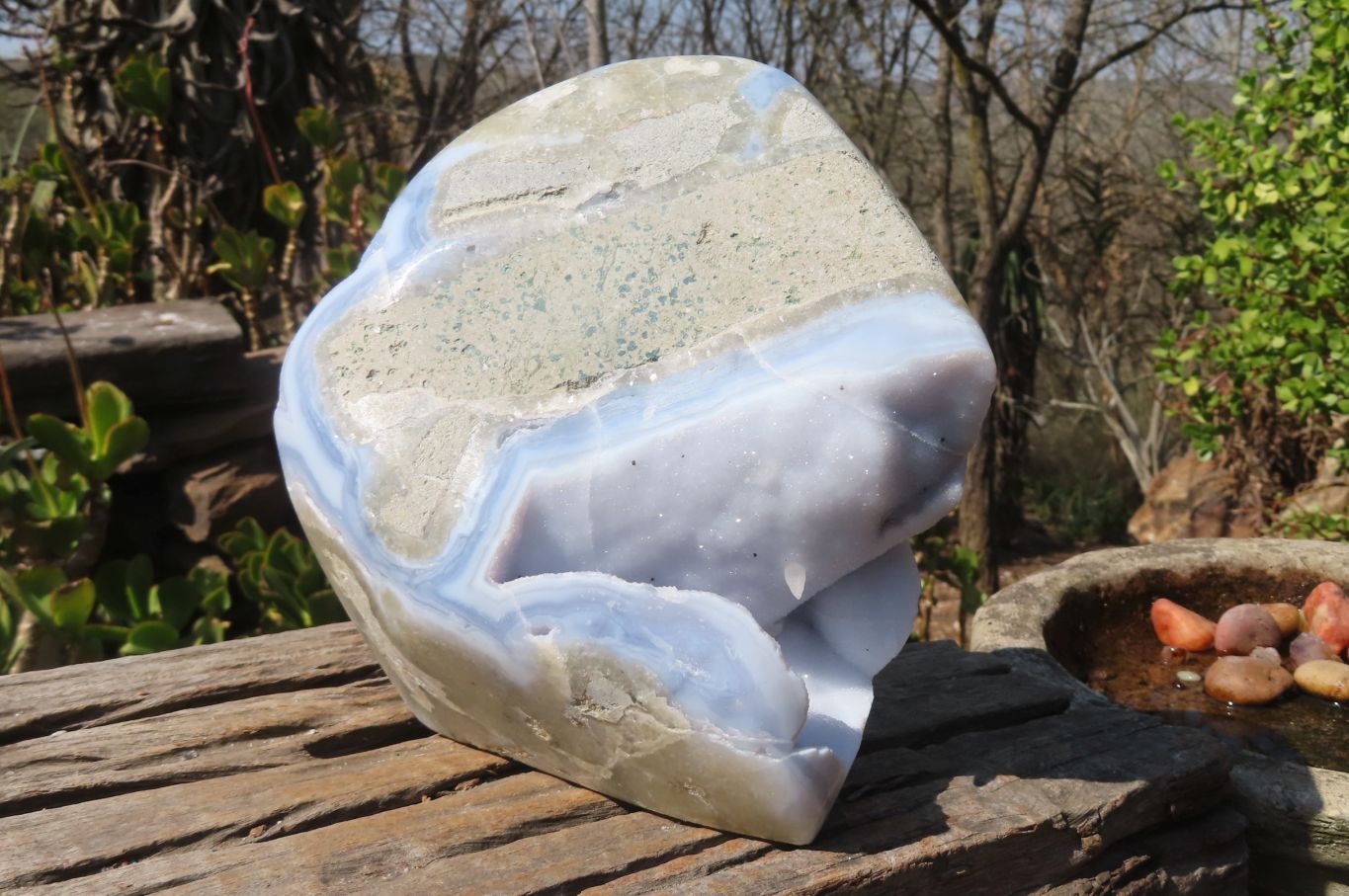 Polished Blue Lace Agate Standing Free Form x 1 From Nsanje, Malawi - Toprock Gemstones and Minerals 