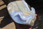 Polished Blue Lace Agate Standing Free Form x 1 From Nsanje, Malawi - Toprock Gemstones and Minerals 