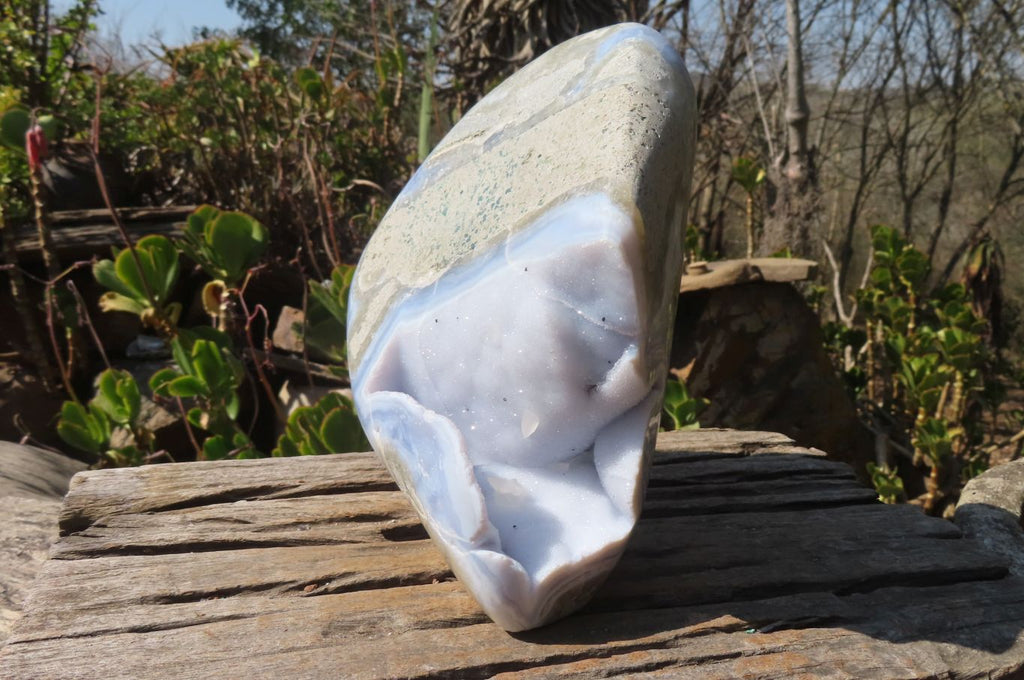 Polished Blue Lace Agate Standing Free Form x 1 From Nsanje, Malawi - Toprock Gemstones and Minerals 