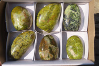 Polished Green Opal Standing Free Forms  x 6 From Antsirabe, Madagascar - Toprock Gemstones and Minerals 