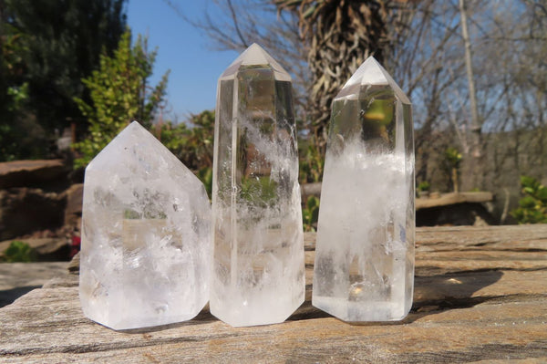 Polished Clear Quartz Crystal Points x 6 From Madagascar - Toprock Gemstones and Minerals 