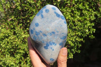 Polished Blue Spotted Spinel Quartz Standing Free Forms x 2 From Madagascar - Toprock Gemstones and Minerals 