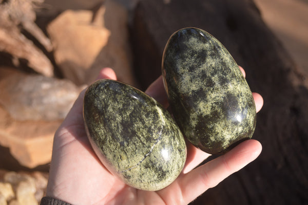Polished Leopard Stone Free Forms  x 4 From Zimbabwe - Toprock Gemstones and Minerals 