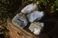 Natural Blue Lace Agate Geode Specimens  x 4 From Nsanje, Malawi - Toprock Gemstones and Minerals 