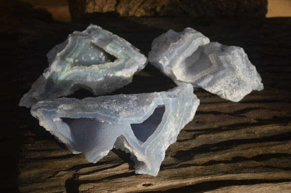 Natural Etched Blue Chalcedony Specimens  x 3 From Nsanje, Malawi - Toprock Gemstones and Minerals 