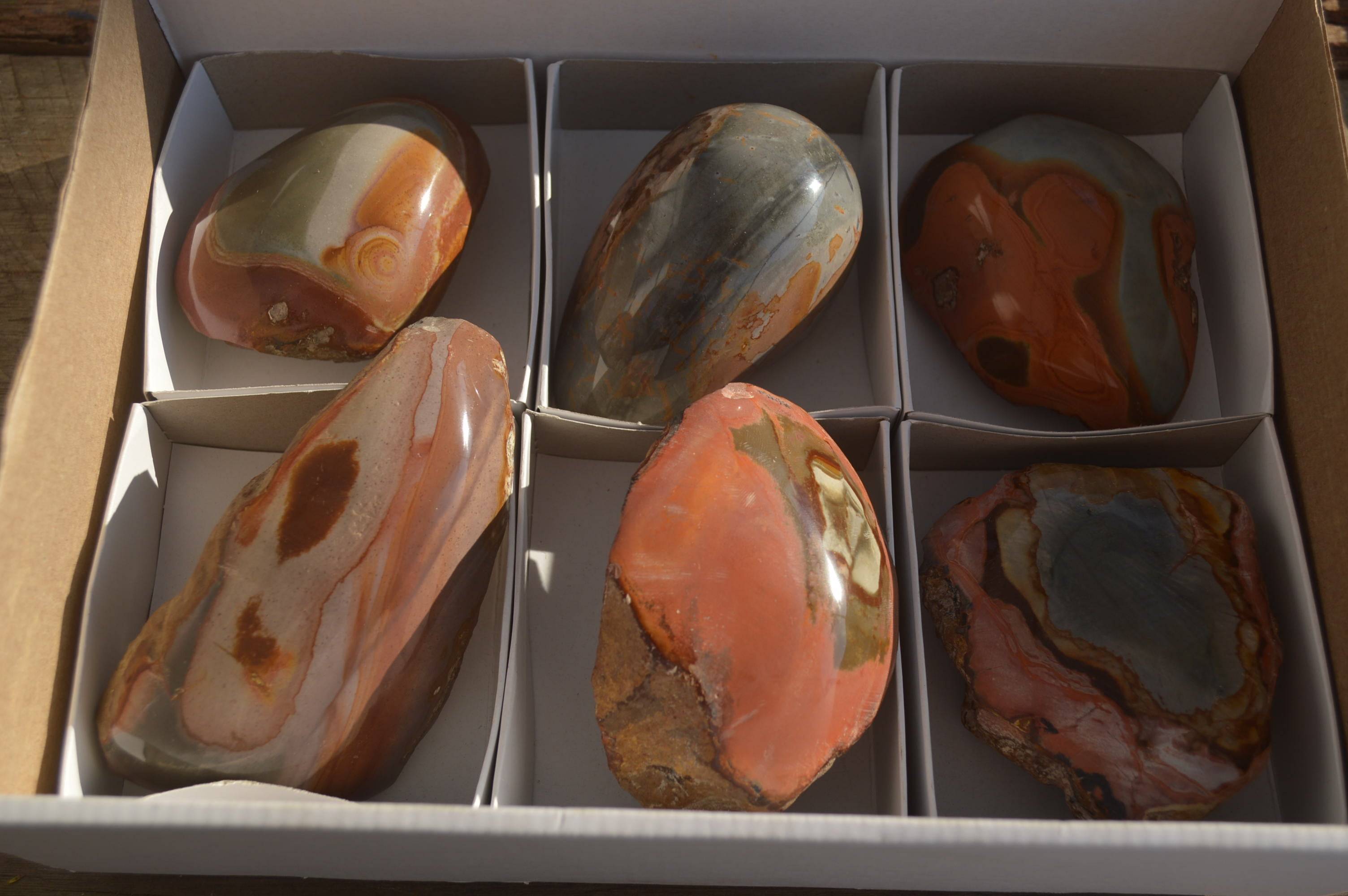 Polished One Side Polished Polychrome Jasper Nodules  x 6 From Mahajanga, Madagascar - Toprock Gemstones and Minerals 