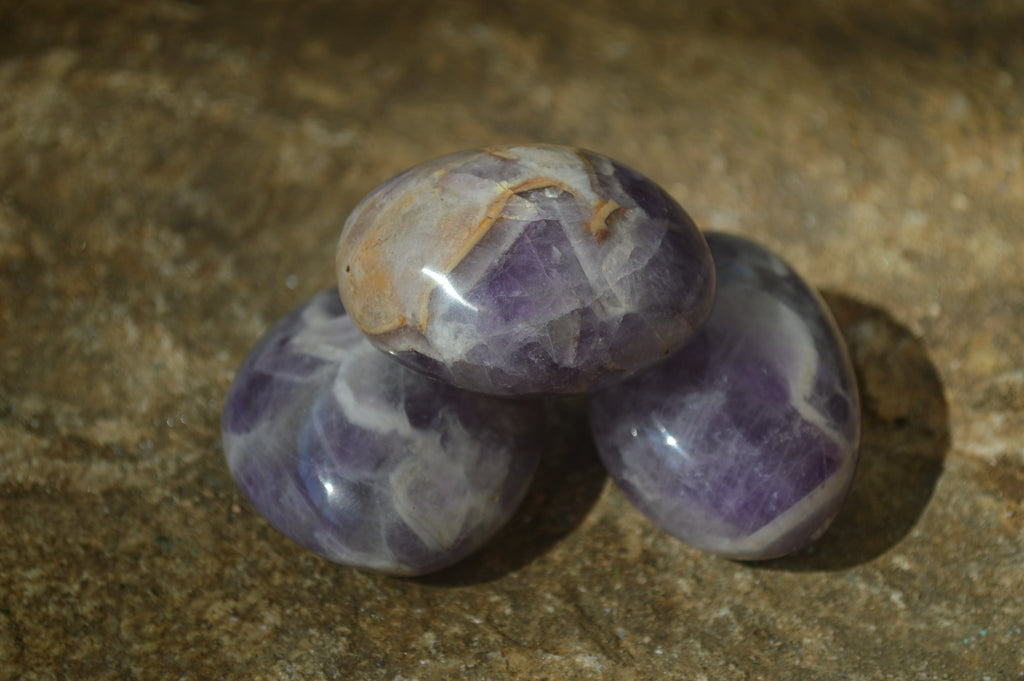 Polished Dream Amethyst Galet / Palm Stones x 12 From Ambatondrazaka, Madagascar - Toprock Gemstones and Minerals 