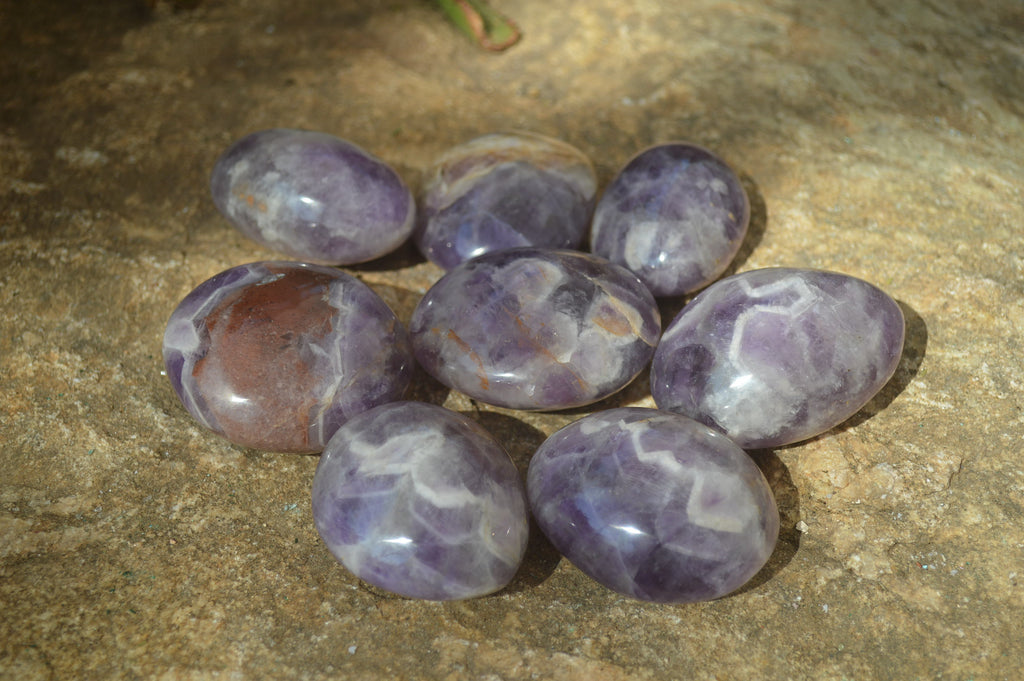 Polished Dream Amethyst Galet / Palm Stones x 12 From Ambatondrazaka, Madagascar - Toprock Gemstones and Minerals 