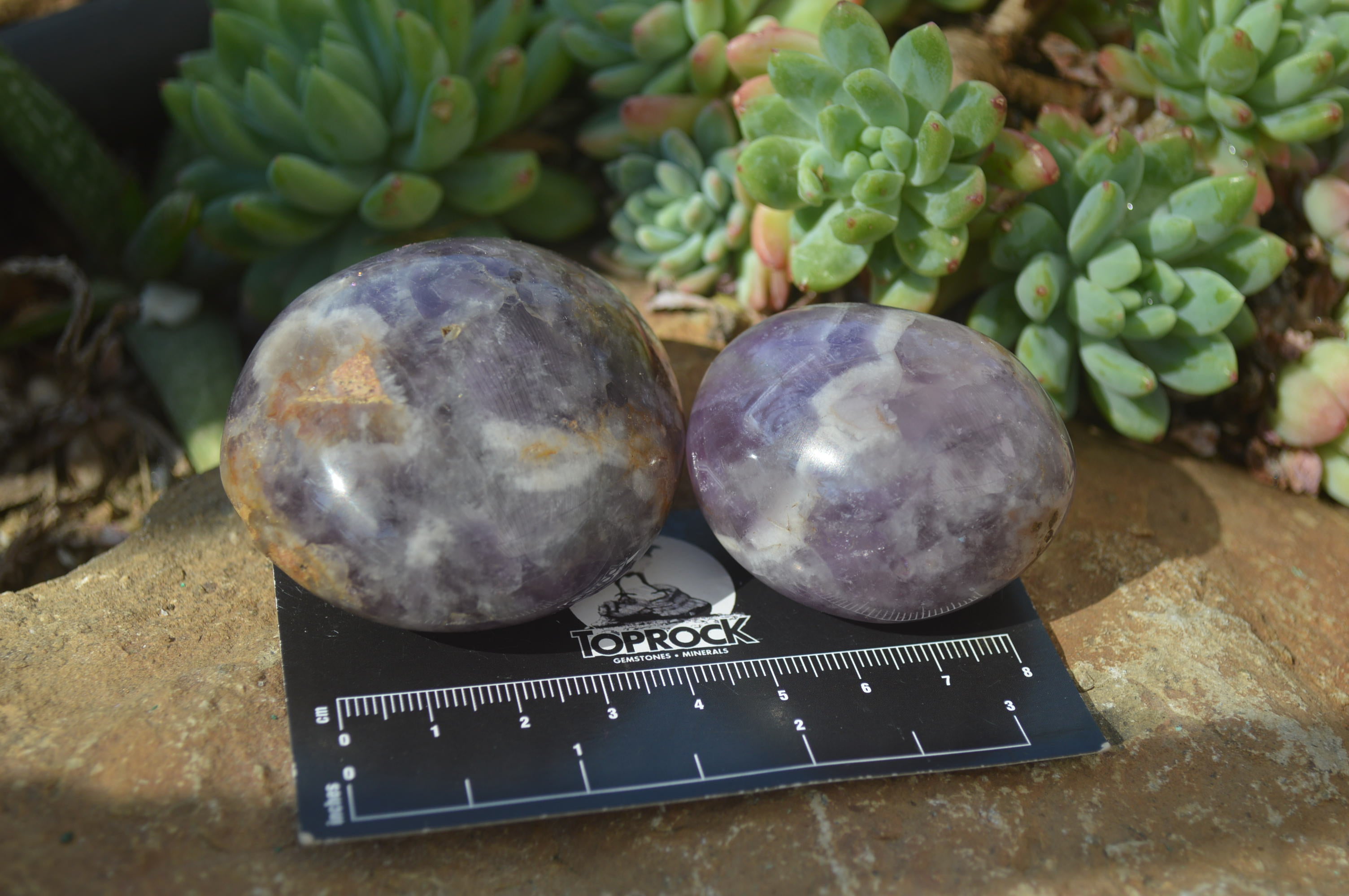 Polished Dream Amethyst Galet / Palm Stones x 12 From Ambatondrazaka, Madagascar - Toprock Gemstones and Minerals 