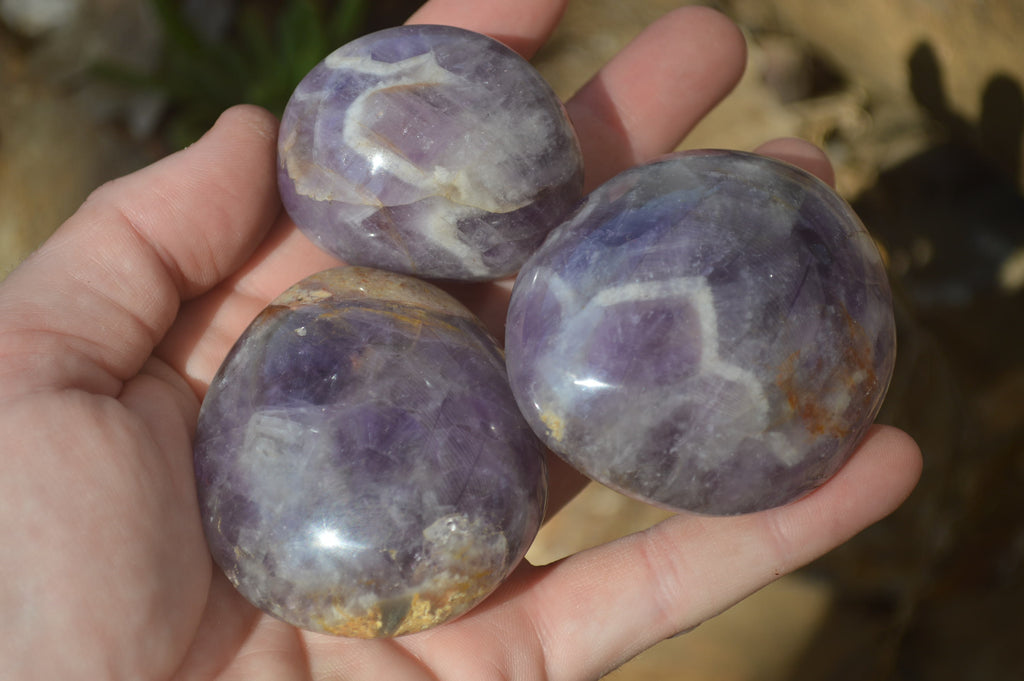 Polished Dream Amethyst Galet / Palm Stones x 12 From Ambatondrazaka, Madagascar - Toprock Gemstones and Minerals 
