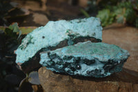 Natural Drusy Chrysocolla & Malachite Dolomite Specimens x 2 From Kakanda, Congo - Toprock Gemstones and Minerals 