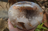 Polished Crystal Centred Banded Agate Geode  x 1 From Madagascar