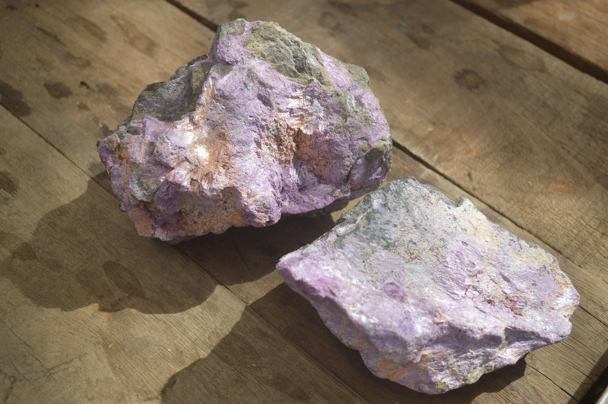 Natural Rough Stichtite & Serpentine Specimens x 2 From Barberton, South Africa - Toprock Gemstones and Minerals 