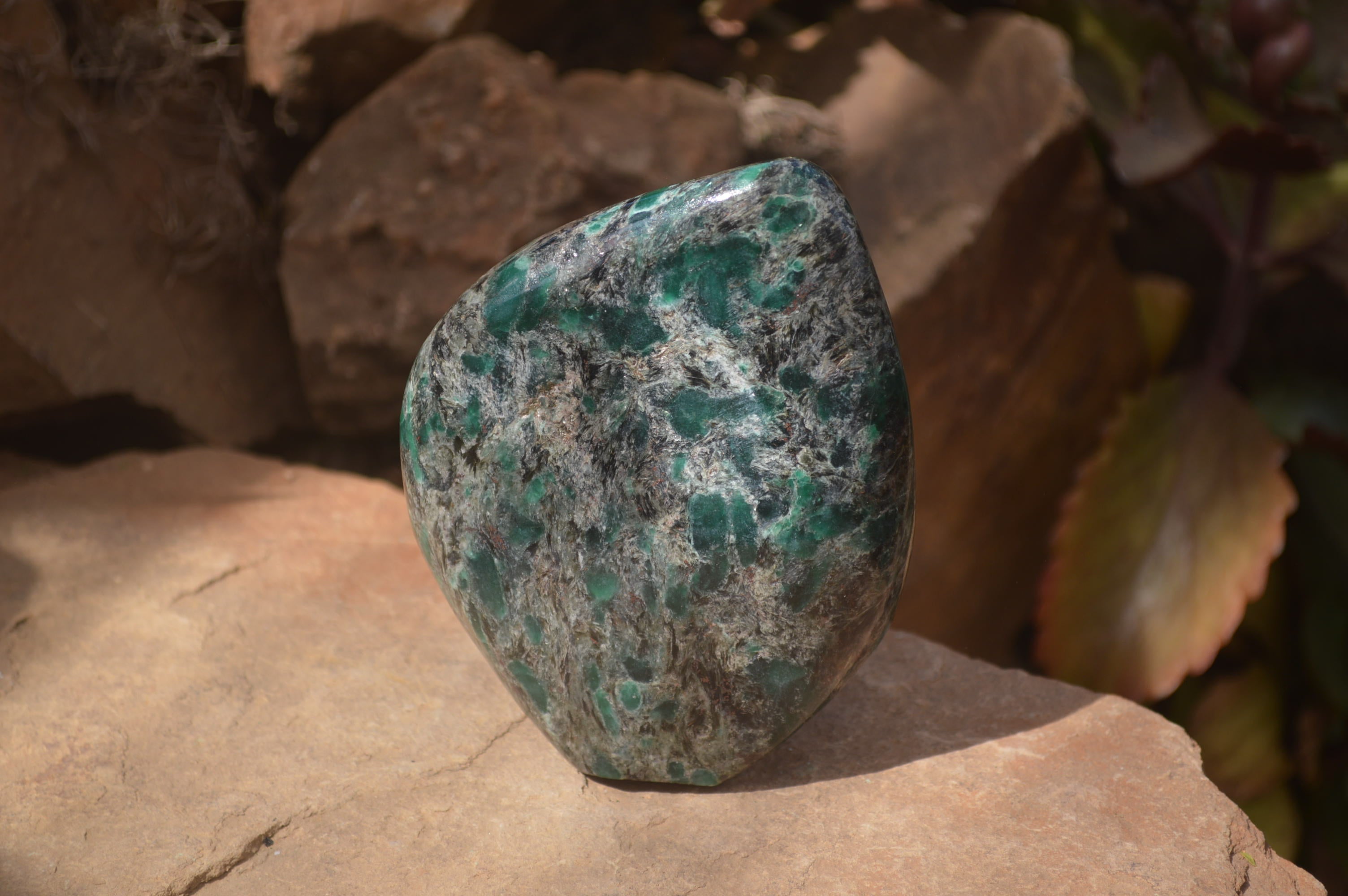 Polished Rare Emerald Mica In Matrix Standing Free Forms x 1 From Mutoko, Zimbabwe - Toprock Gemstones and Minerals 