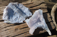 Natural Etched Blue Chalcedony Specimens  x 2 From Malawi - Toprock Gemstones and Minerals 