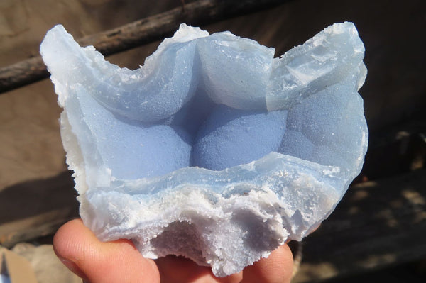 Natural Etched Blue Chalcedony Specimens  x 6 From Malawi - Toprock Gemstones and Minerals 