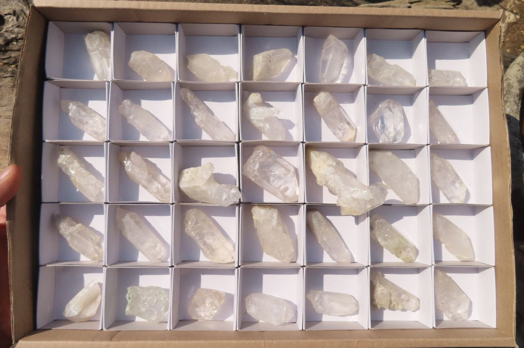 Natural Etched Clear Quartz Crystal Specimens x 35 From Zambia - Toprock Gemstones and Minerals 