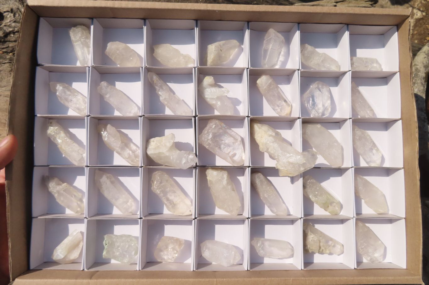 Natural Etched Clear Quartz Crystal Specimens x 35 From Zambia - Toprock Gemstones and Minerals 