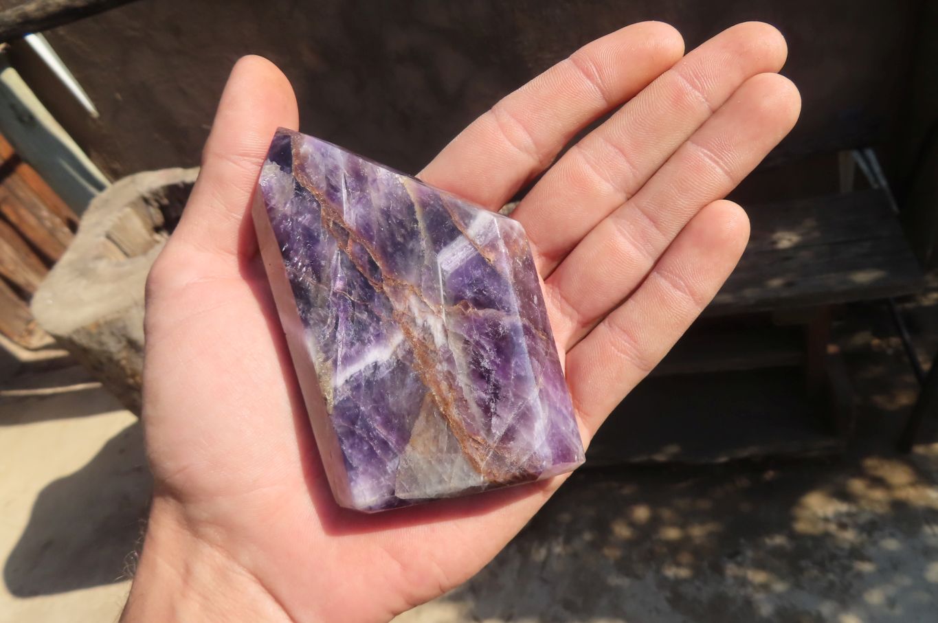 Polished Chevron Amethyst Points x 6 From Zambia - Toprock Gemstones and Minerals 