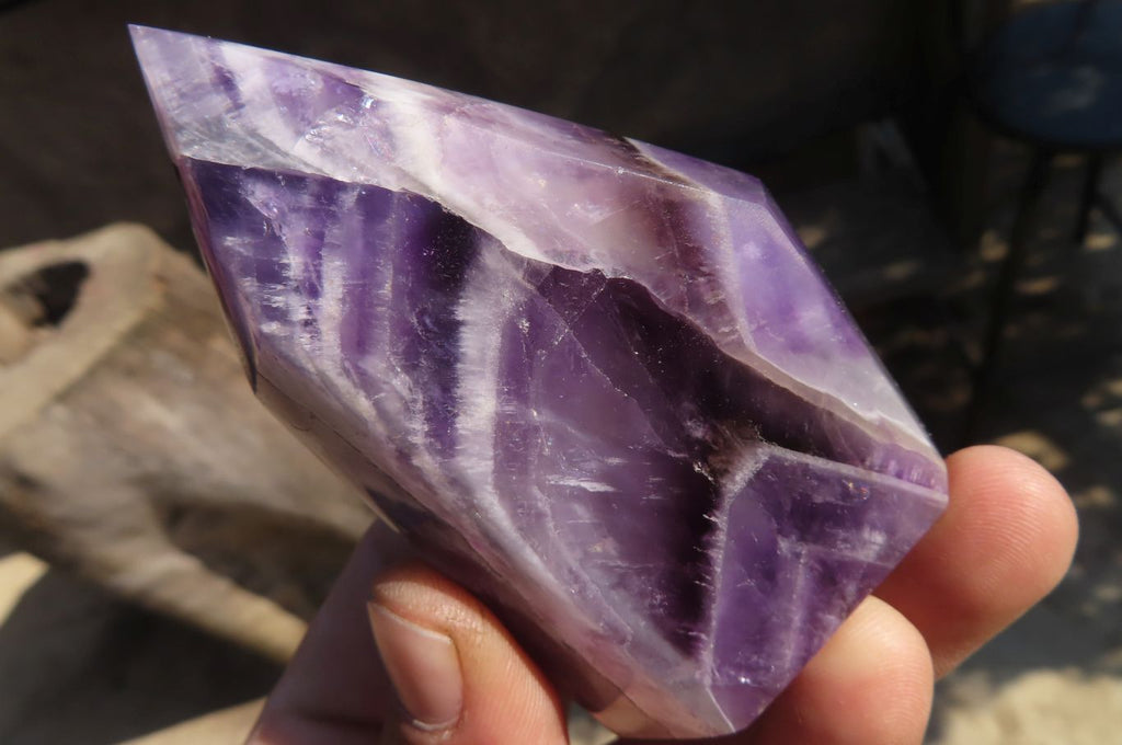 Polished Chevron Amethyst Points x 6 From Zambia - Toprock Gemstones and Minerals 