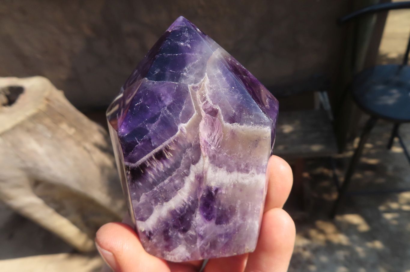 Polished Chevron Amethyst Points x 6 From Zambia - Toprock Gemstones and Minerals 