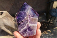 Polished Chevron Amethyst Points x 6 From Zambia - Toprock Gemstones and Minerals 