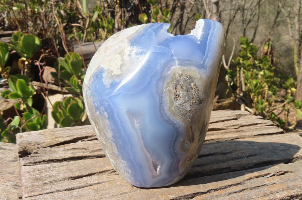 Polished Blue Lace Agate Standing Free Form x 1 From Nsanje, Malawi - Toprock Gemstones and Minerals 