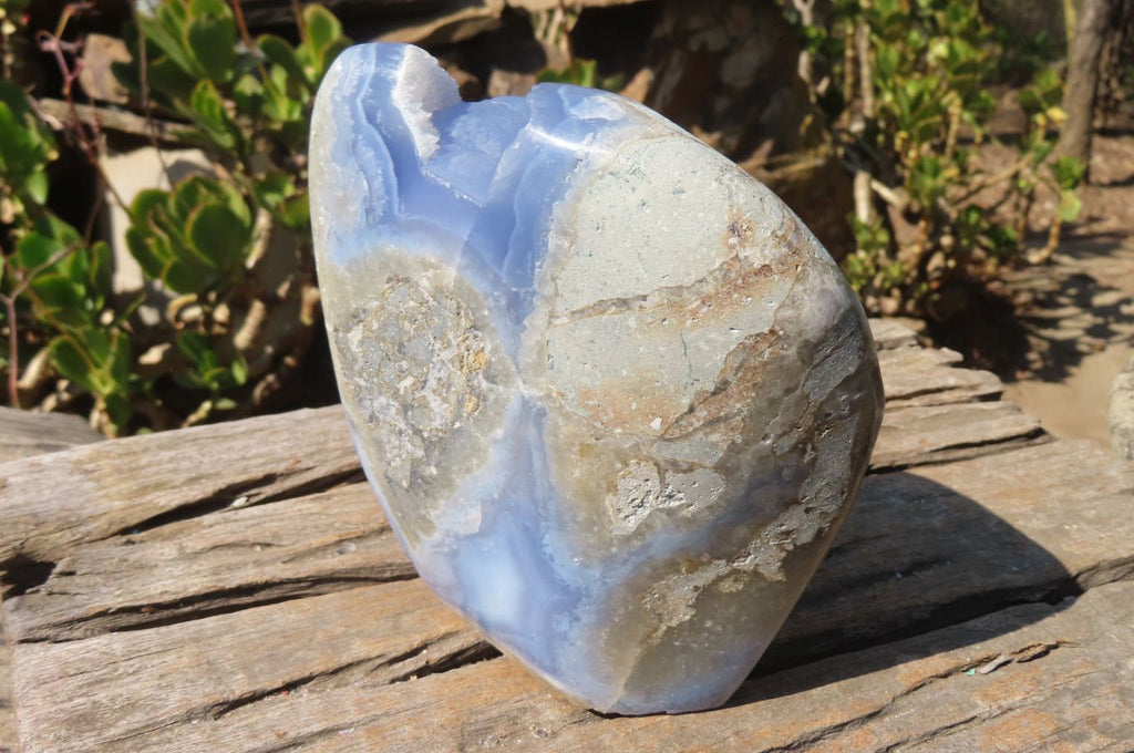 Polished Blue Lace Agate Standing Free Form x 1 From Nsanje, Malawi - Toprock Gemstones and Minerals 